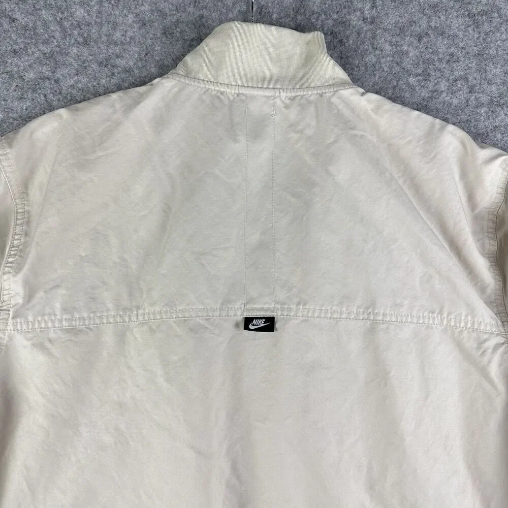 Nike Bomber Jacket Mens Large Cream Essentials Full Zip Lightweight Sportswear*